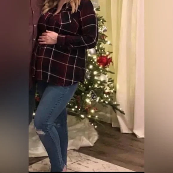 Isabel Maternity by Ingrid & Isabel Red and Navy Plaid Top - Picture 9 of 9